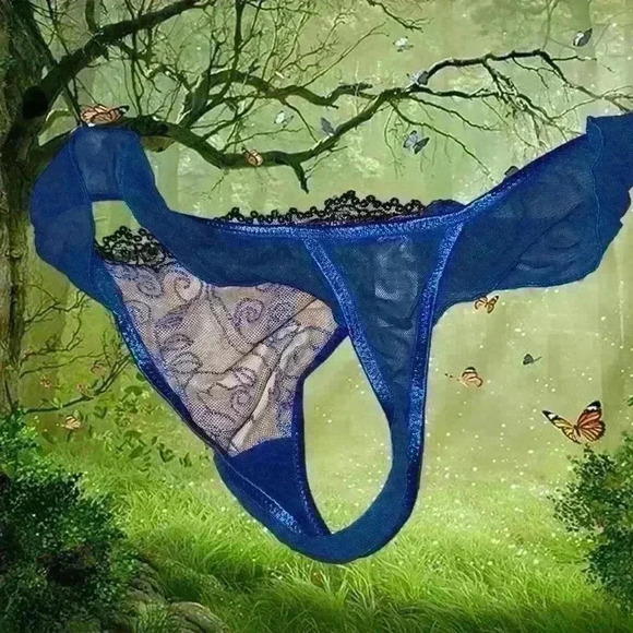 Brand New With Tags Fredericks Of Hollywood Blue Mesh Two piece Slip Dress Set - Picture 14 of 15